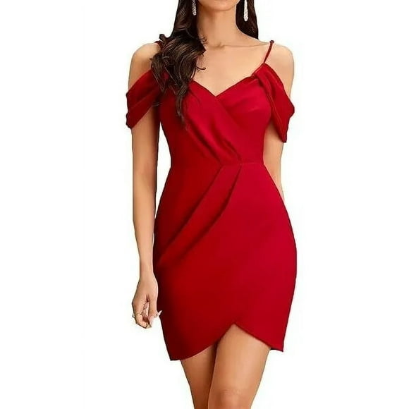 Femmes Puff Manches V-Cou Bodycon Casual Mini Robe Plissée Robe Bodycon