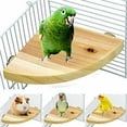 thumbnail image 2 of Bird Cage Perch Stand Platform Parakeet Toy Fan Wooden Fan Shape Parrot Playground Cage Accessory, 2 of 4