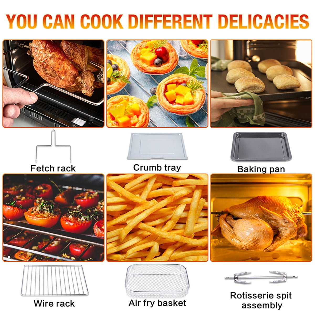 Kepooman Toaster Air Fryer Combination, 3-Layer Rack Convection Oven Suitable for French Fries Pizza Kepooman Toaster Air Fryer Combination, 3-Layer Rack Convection Oven Suitable for French Fries Pizza