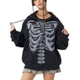 thumbnail image 4 of LMLYSoH Women's Spring Autumn Casual Hooded Coat Black Long Sleeve Skull Print Zipper Hoodie, 4 of 9
