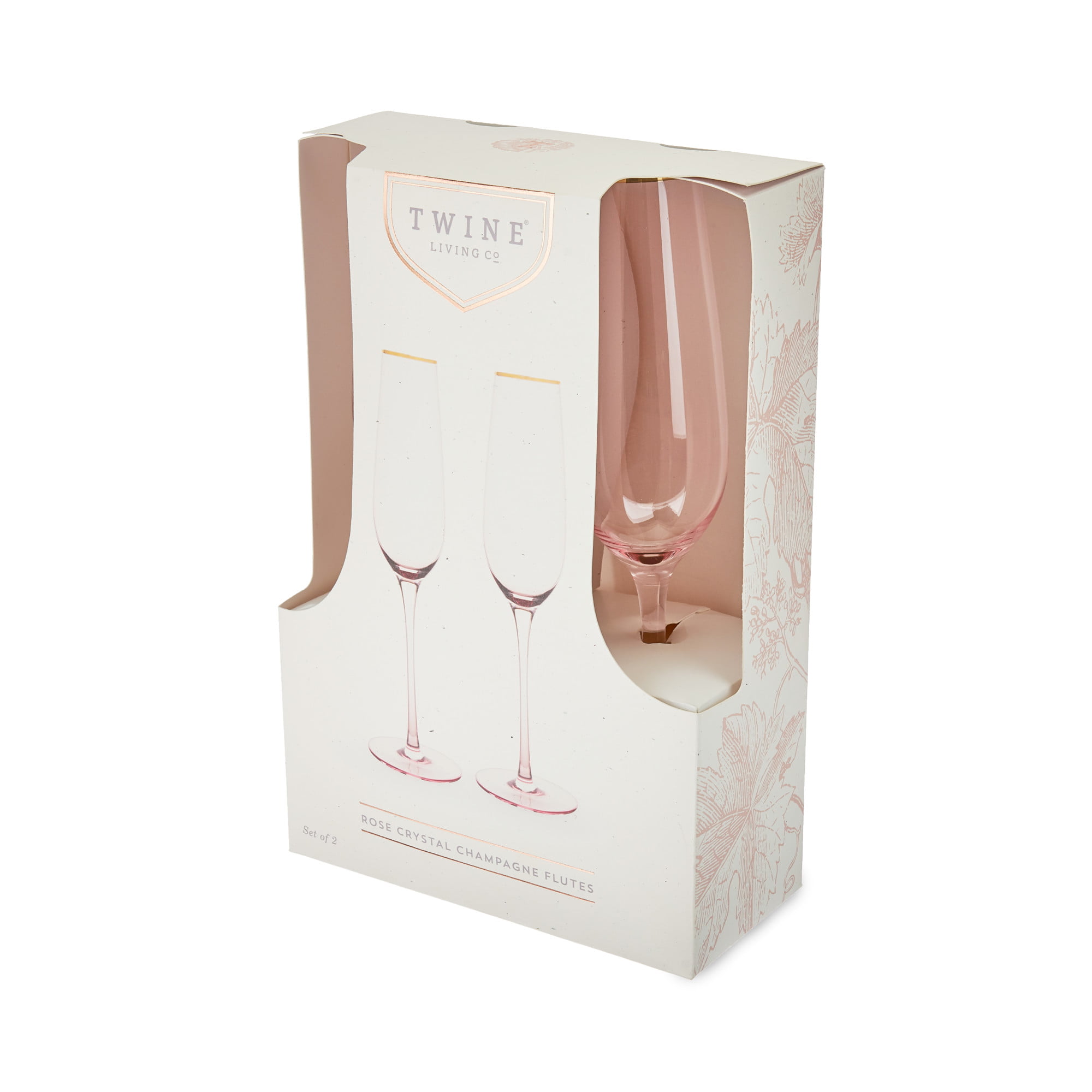 Twine Linger Crystal Glass Champagne Flutes Set of 2 - 10oz