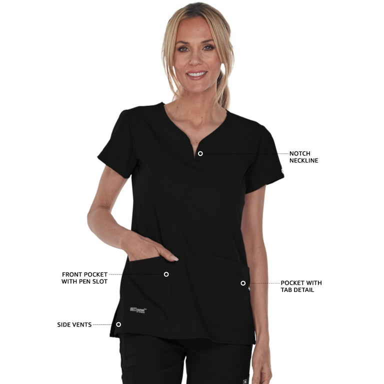 Grey's Anatomy Signature Women's Plus Size 3 Pocket Mock Wrap