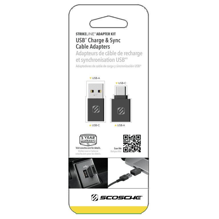 Scosche CAAKIT-RP Strikeline Adapter Kit USB Charge & Sync Cable Connectors, 2-Pack, Black