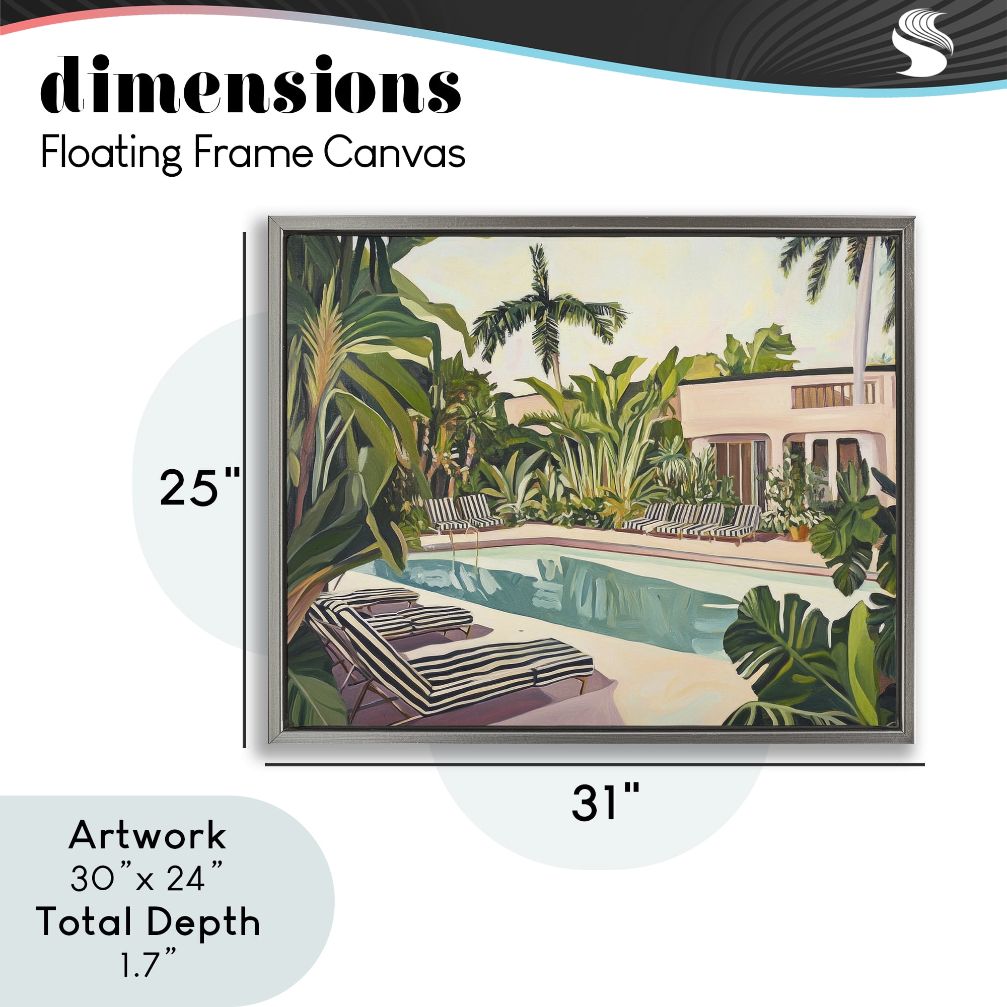 Stupell Industries Poolside Resort Lounge Chairs Gray Framed Floater Canvas Wall Art, design by Sisi and Seb
