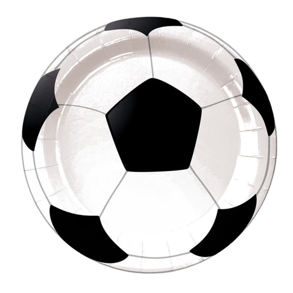 30CT 7IN Soccer Tableware Plate, Black and White, Soccer by Way To Celebrate
