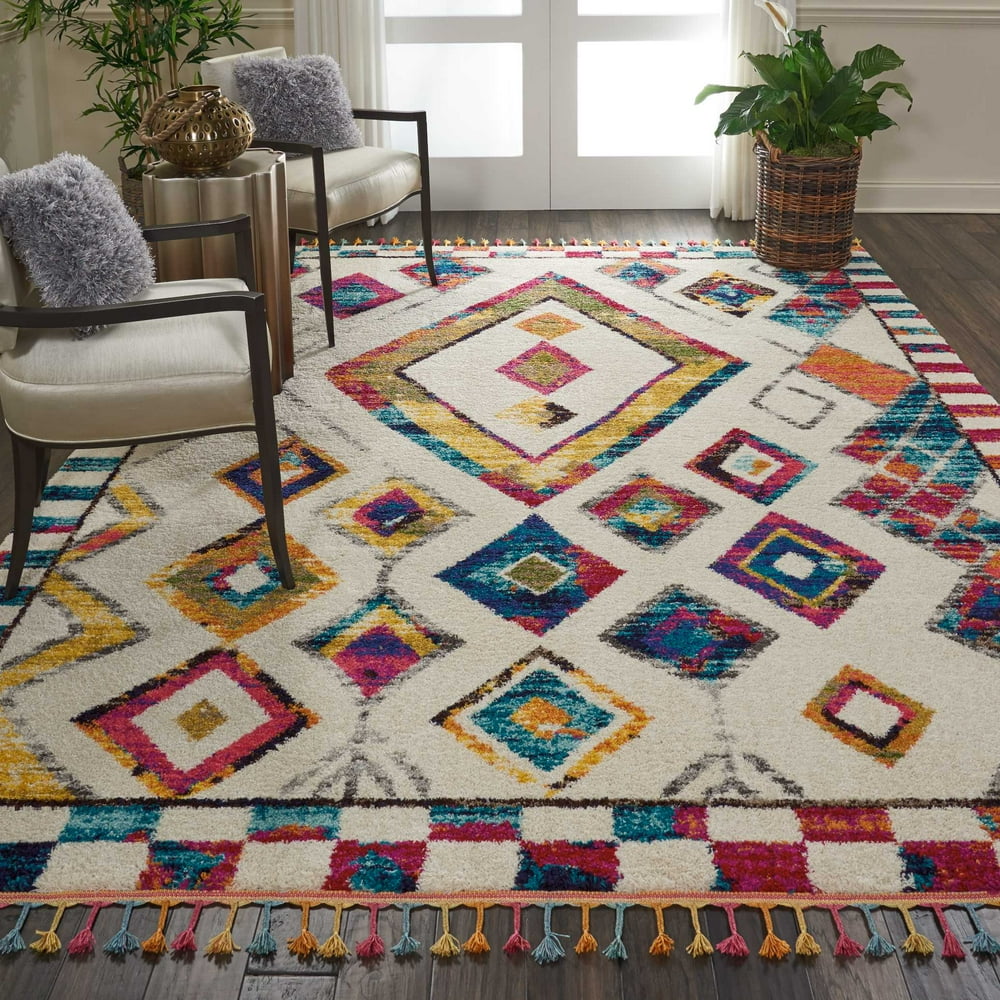 Nourison Moroccan Casbah Colorful Tribal Ivory/Multicolor Area Rug