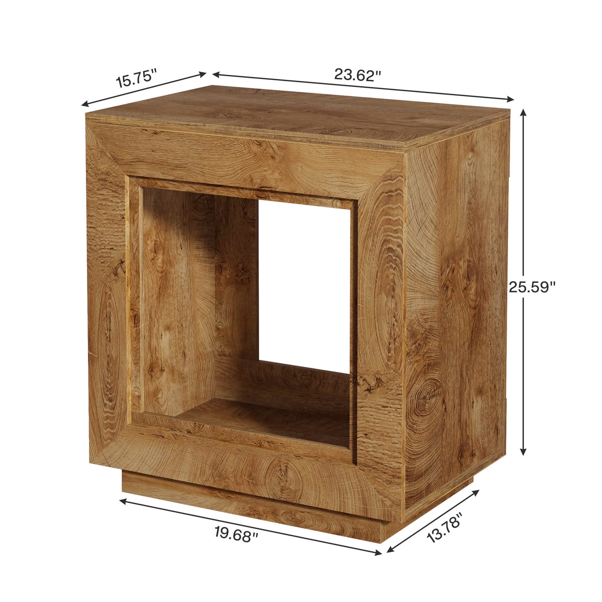 MAYEERTY Square Wood End Table Nightstand, Walnut Rustic Finish Heavy-Duty Solid Wood Side Table with Ample Storage Space