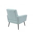 thumbnail image 4 of Accent Armchair, Modern Fabric Upholstered Leisure Chair with Metal Legs and High Backrest, Comfy Club Chair Single Sofa Chair with Thicken Cushion Seat for Living Room,Bedroom, Light Blue, 4 of 7