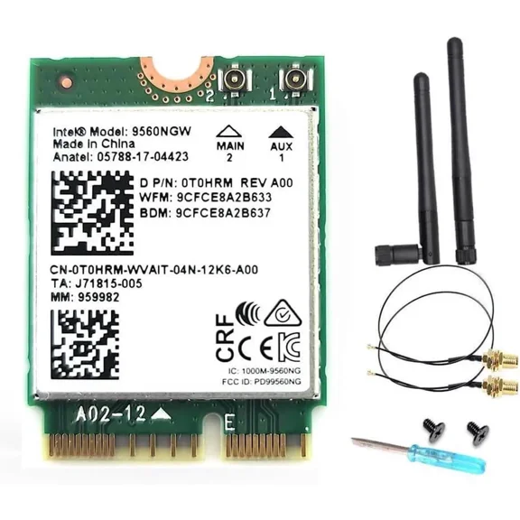 For Intel AC 9560 WiFi 5 Wireless Adapter, 802.11ac, Dual Band, 1.73 Gbps, Bluetooth 5.1, M.2 CNVio Interface