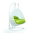 thumbnail image 4 of LeisureMod Modern Beige Wicker Hanging Double Seater Egg Swing Chair with Cushion, Light Green - Indoor/Outdoor Patio Swing, 4 of 5