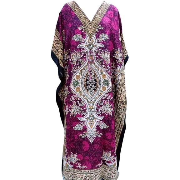 Tribal Ethnic Print Long Kaftan Bathing Suits Cover Up Ethnic Print Kaftan Beach Maxi Dress/Plus Size Purple Swimsuit Cover Up Beach