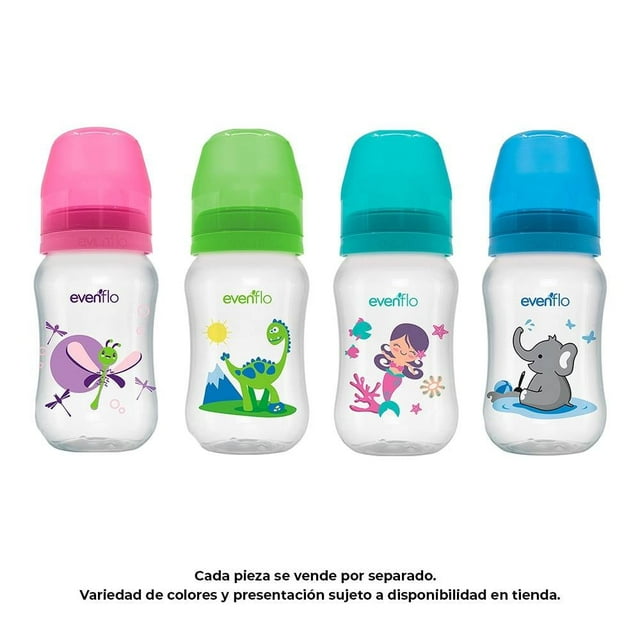 Biberón Evenflo Diseños Cuello Ancho Flujo Medio 9 oz Varios Modelos 1 Pieza