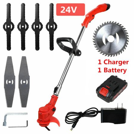 LELINTA 24V String Trimmer Weed Eater Lawn Edger Grass Brush Cutter  Grass Trimmer Cordless Weed Trimmer 1 Battery Red