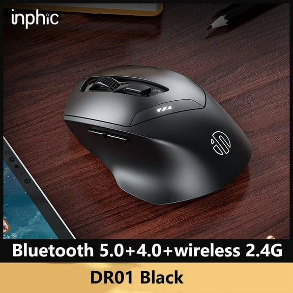 Inphic DR01 Bluetooth Wireless Mouse Ergonomic Design Silent Rechargeable Mouse for Home Office Laptop Desktop and Tablet