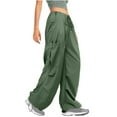 thumbnail image 2 of lulshou Women's Fashion Style Cargo Pants Straight Slim Work Pants Trousers Pants Casual Cargo Pants with Pockets, 2 of 8