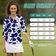 thumbnail image 7 of Uorisanigo Blue Cow Print Women's Golf Top Breathable Polyester Spandex Fabric Moisture Wicking Tennis Activewear Soft Stylish Outing Wear with Zipper 3/4 Sleeve Pullover Size 2XL, 7 of 7