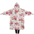 thumbnail image 2 of Oversized Wearable Blanket Hoodie,Pioneer Flower Floral Print Pattern Sherpa Blanket Hoodie with Super Pockets,Super Warm Fuzzy Pullover for Women & Men, 2 of 6