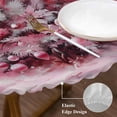 thumbnail image 5 of Pink Christmas Tree Fitted Tablecloth with Elastic Edged, Round Table Cloth for Dining Table, Xmas Tree Oil Painting Waterproof Oil Proof Table Cover for Indoor Outdoor 45"-54", 5 of 9