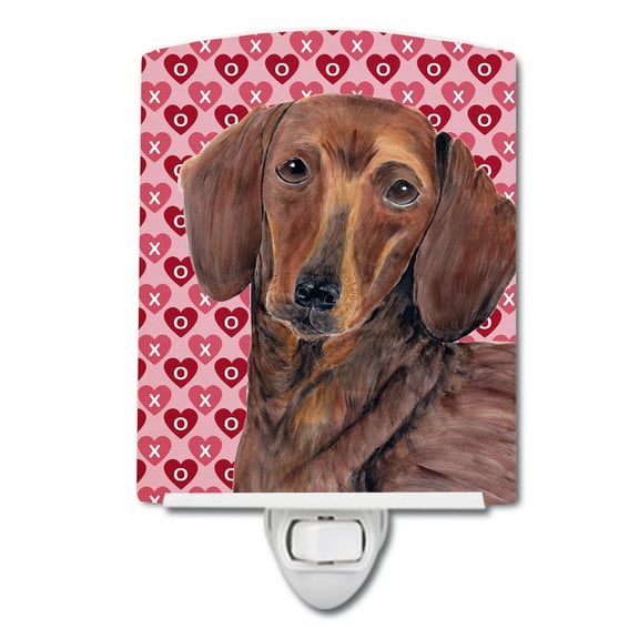 Caroline's Treasures SC9271CNL Dachshund Hearts Love and Valentine's Day Portrait Ceramic Night Light, 6x4x3",