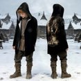 thumbnail image 2 of Zylarhe Kids Halloween Capes Viking Longline Tunic Cape Coat for Adventure Play Black 7-8 Years, 2 of 4