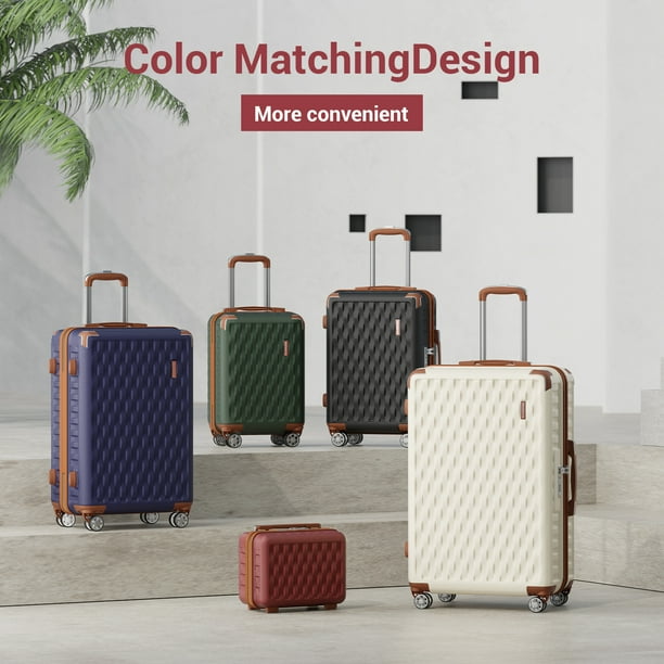 Melalenia - 7 Luggage Sets ABS Hardside Spinner Luggage -With