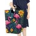 thumbnail image 4 of Yayeee Freestanding Laundry Hamper with Handle Collapsible Large Storage Basket for Clothes, Yellow Floral Flamingo, 4 of 7