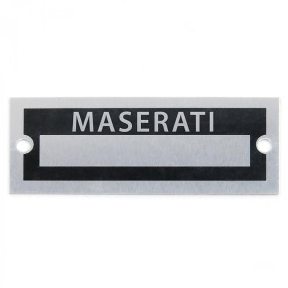 Vintage Parts USA 324014 Blank Data Vintage Style License Plate - Maserati, Black & Silver