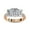 Rose Gold, variant on 3 Stone Engagement Promise Rings for Women | Center 7X5MM Emerald Cut Lab Created Moissanite Promise Rings for Her in 14K White Gold Over Sterling Silver, Ring Size 4