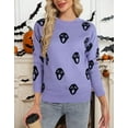 thumbnail image 3 of Halloween Sweaters for Women Skulls Printed Trendy Pullover Sweaters Casual Knit Crewneck Sweater Tops Shermie, 3 of 6