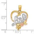 thumbnail image 3 of FB Jewels 14K Two Tone GoldYellow & Rose w/Rhodium D/C Love in Heart w/Rose Pendant, 3 of 4