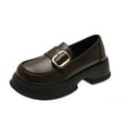 thumbnail image 2 of Tawop Womens Leather Shoes Mary Jane Chunky Heel Buckle Brown Size 4.5, 2 of 7