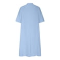 thumbnail image 4 of Cotton Linen Dress Half Sleeve V Neck Button Up Midi Dress Casual Loose Fit Tunic Sundress with Pockets, 4 of 6