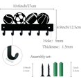 thumbnail image 2 of Hook Hanger Wall Key Holder Metal Decorative Mounted Hanger with Sports Goods Basketball Football Baseball Pattern Design Organizer Rack with 6 Hooks for Wall Bathroom Kitchen Entryway DIY, 2 of 9