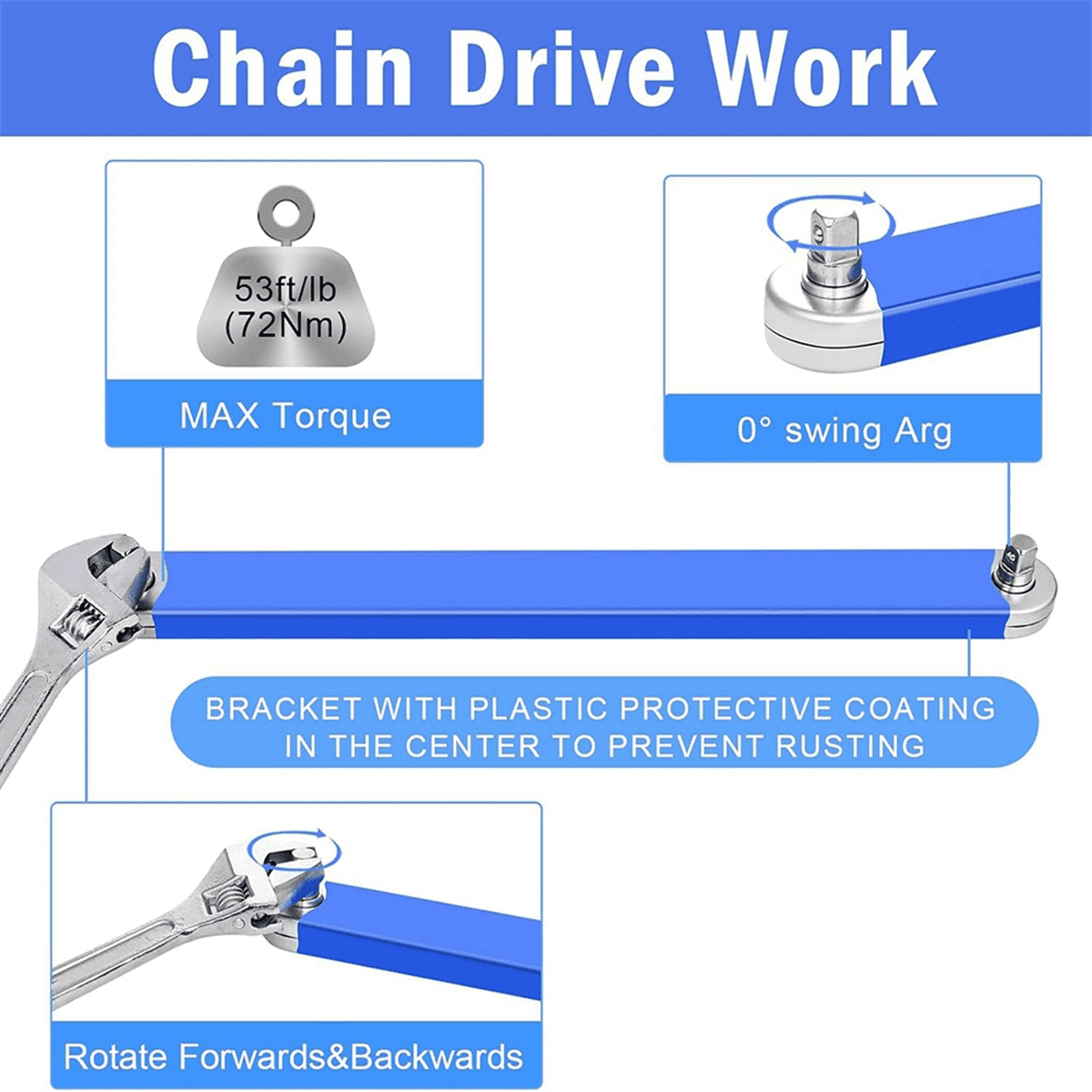 Extension Wrench 15inch 0 Degree Ratchet Tight Reach Extension Wrench Set with 1/2,1/4 and 3/8inch S alloy steel