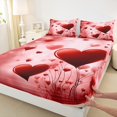 thumbnail image 3 of Homewish Teens Female Men Romantic Couple Lover Twin Sheet Sets 3pcs,Red Love Heart Print Twin Fitted Sheet Microfiber,Happy Valentine'S Day Breathable Flat Sheet,Super Cozy Room Decor, 3 of 7