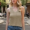 thumbnail image 2 of AherBiu Sweater Tank Tops for Women Cable Knitted V Neck Sleeveless Cropped Summer Casual Pullover Shirts Blouse, 2 of 3