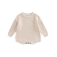 thumbnail image 1 of LNGOOR Newborn Infant Baby Girls Boys Jumpsuit  Knitting Ribbed Surface Round Neck Long Sleeve Solid Color Crotch Button Bodysuit 0-2T, 1 of 7