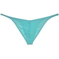 thumbnail image 2 of Botmois Men's Solid Ice Silk Bikini Underpants Sexy Micro Briefs Posing Comfy Lingerie Jockstrap Cyan M, 2 of 3