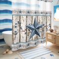 thumbnail image 5 of No Hook Shower Curtain, Texas Star Navy Blue Shower Curtains for Bathroom with See Through Top Window, Farmhouse Vintage Art Wooden Waterproof & Washable Bath Curtain Long 72"x78", 5 of 9