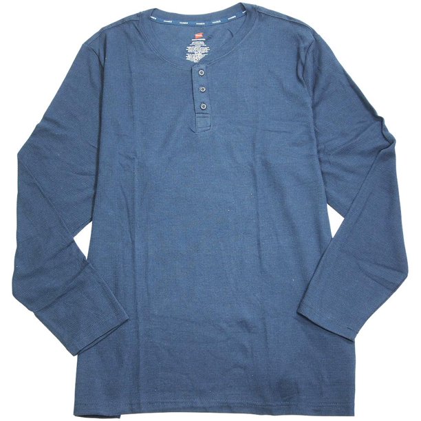 Hanes Hanes Mens Ultimate Waffle Thermal Henley Sleep Lounge Top