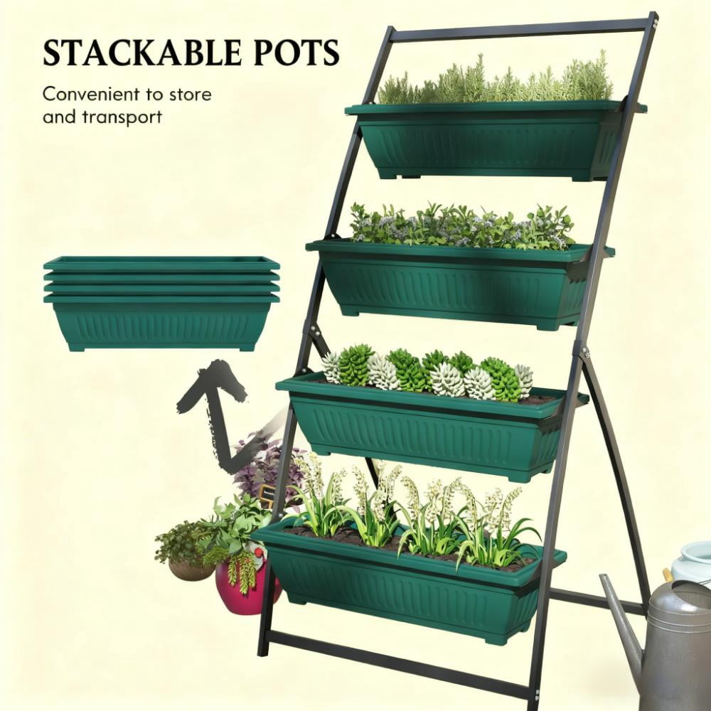 Plant Stand Grow Container,4-Tier Vertical Raised Garden Planter with 4 Boxes,for Vegetable & Flowers