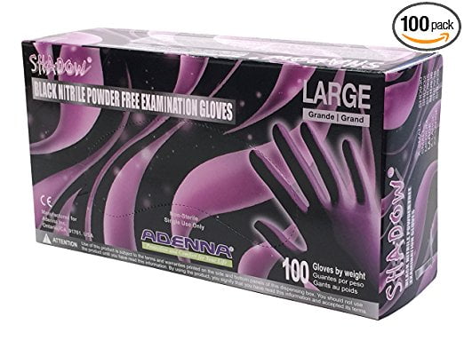 Adenna Shadow 6 mil Nitrile Powder Free Exam Gloves (Black, Large) Box of 100