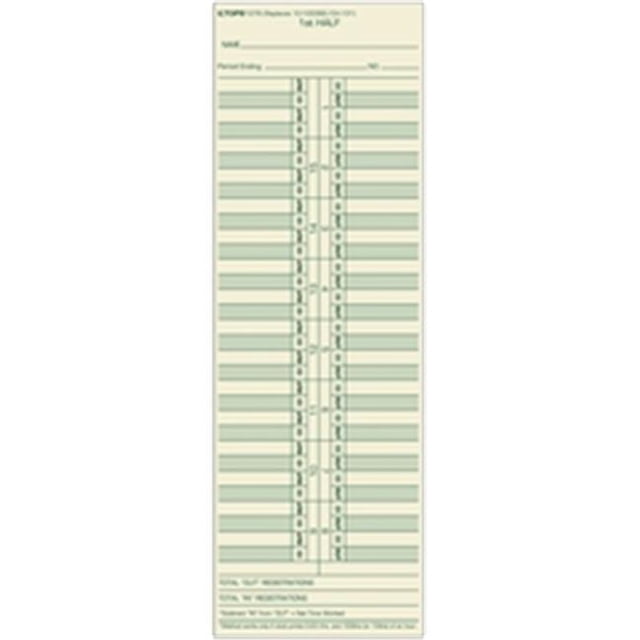 TOPS 1276 Time Card semi-monthly manila green ink front red back 500 CD per BX