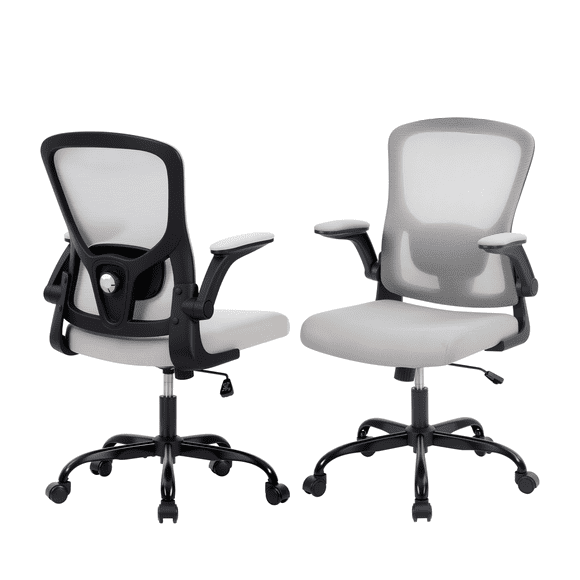 MROOBEST Silla de Oficina Ergonómica Reclinable Respaldo Alto Silla de Escritorio de Malla con Diseño Ajustable de Altura Angular Armazón Negro Red Gris