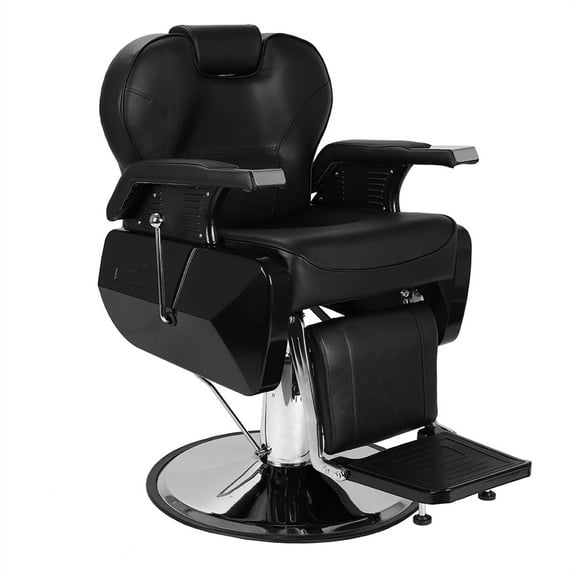Cfowner Professional Salon Barber Chair, Beauty Chair with Metal and Leather, Black