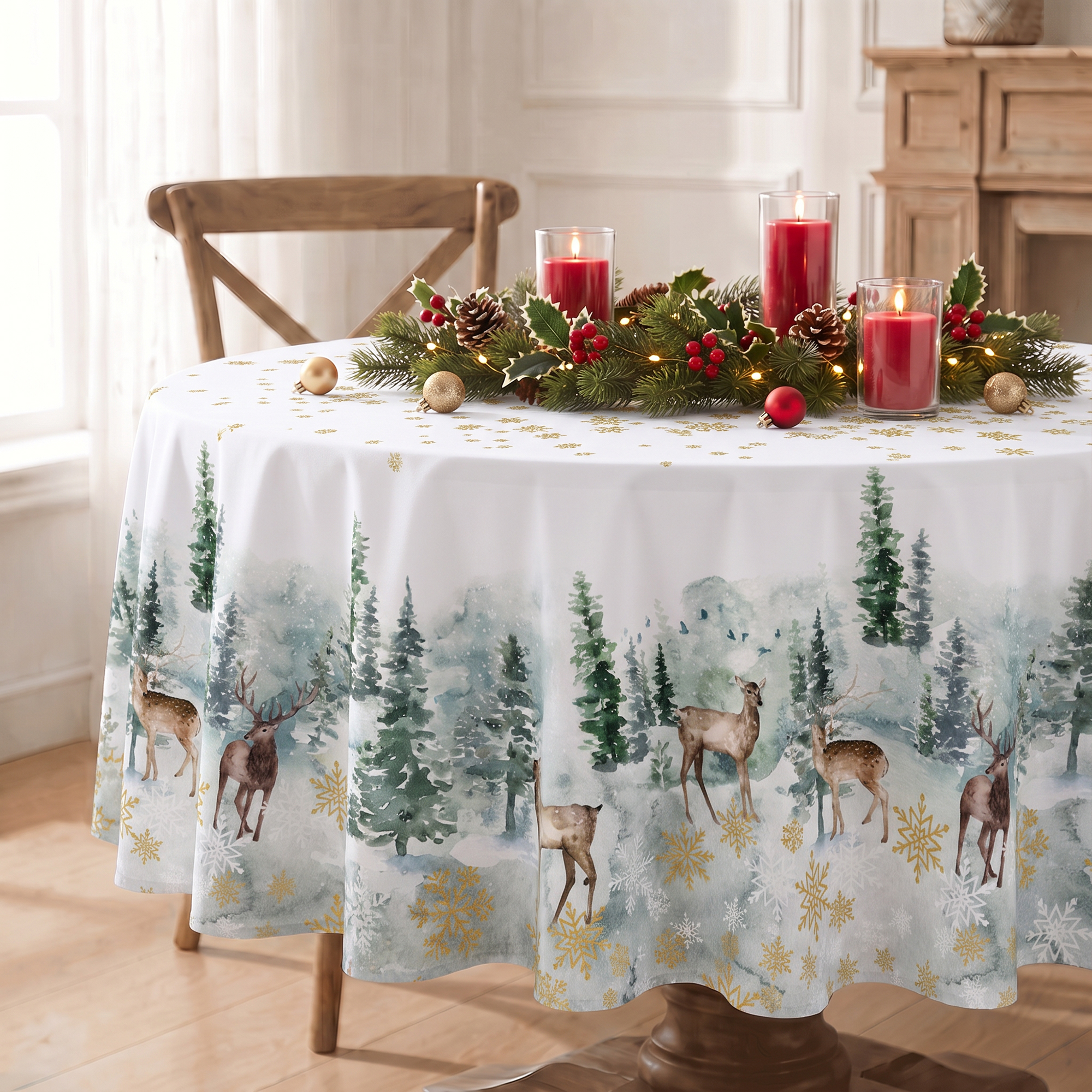 Sm:)e Christmas Table Cloth 60 Inch Round photo 1