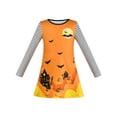 thumbnail image 1 of Robe Fille Col Rond Fantôme Orange Nuit Foncée Manches Longues Confortable 6 Ans, 1 of 6