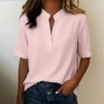 thumbnail image 2 of OIUUAK Womens V Neck Cotton T Shirts, Summer Casual Short Sleeve Flowy Loose Fit Basic Tees Tunic Trendy Outfits 2026 Soft Breathable Everyday, Pink, 2 of 3