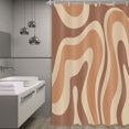 thumbnail image 3 of Cute Brown Shower Curtain, Aesthetic 70s Abstract Wavy Swirl Stall Shower Curtain Set with Hooks, Retro Boho Funky Bathroom Accessories Fabric Bath Curtains 36x72 Inches, 3 of 5