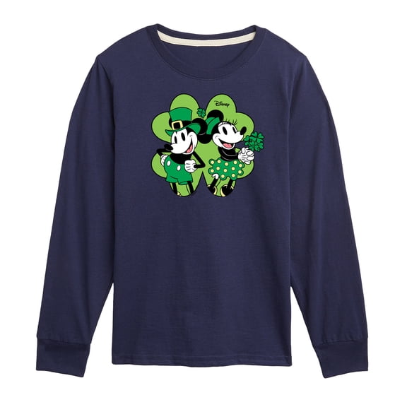 Disney - Mickey Minnie Shamrock - Toddler And Youth Long Sleeve Graphic T-Shirt